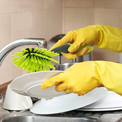 Pine-Sol Long Handle Dish Brush – Heavy Duty Bristle Kitchen Scrubber, Safe with Non-Stick Cookware (Pack of 12) - size: Oblong (Pack of 12)