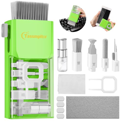 Tassmpitor Laptop Screen Keyboard Cleaner Kit, All in 1 Electronics Cleaning Tool for MacBook iPad iPhone Pro Cell Phone, Brush Tool for Tablet, Computer, PC Monitor,TV Camera Lens with Patent, Green - color: LightGreen