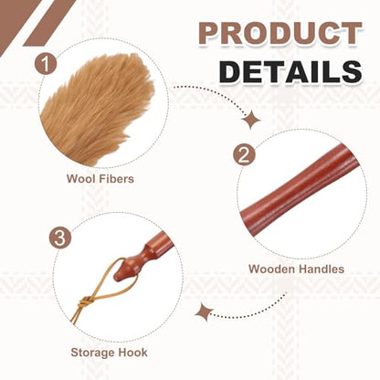 uxcell Wool Duster, 20.5" Natural Feather Cleaner Household Cleaning Duster with Solid Wooden Handle for Cleaning Fans Window Blinds Shelves Furniture, Light Brown - color: Light Brown, size: 20.5"