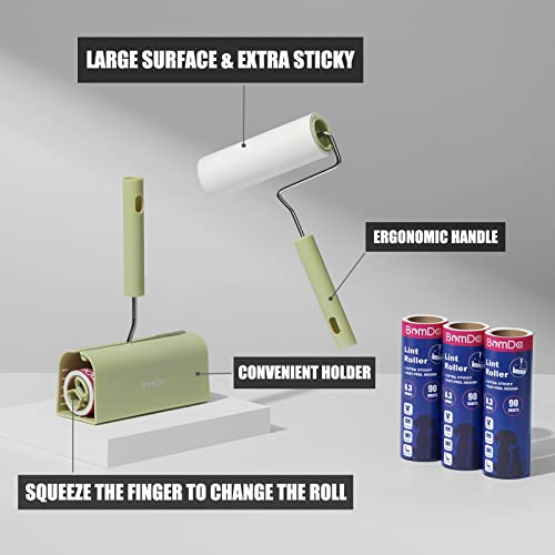 Extra Sticky Large Surface Lint Roller, 6.3'' Giant Lint Roller for Pet Hair, Long Handle Lint Remover for Clothes, Furniture, Dog & Cat Hair Remover (1 Roller + 270 Sheets) - size: 1 Roller + 270 Sheets