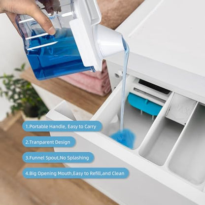 G2 GO2GETHER Laundry Detergent Container,2Pack -51oz Laundry Detergent Dispenser with 5 labels for Laundry Room, Laundry Scent Beads, Powder,Bleach,Soap,Fabric Softener Storage and Organization. - style: 51OZ