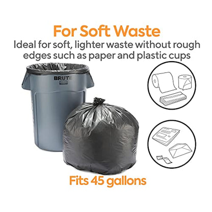 40-45 Gallon Trash Bag, 40" x 48", High Density, 22 mic, Black, 150 Bags/Box