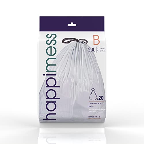 happimess HPM3000B-CLEAR 5.3 Gallon Kitchen Drawstring Trash Bags, Trash Can Liner, Clear, 60-Count, 3-Packs of 20 Liners - color: Clear, size: 60 Count (Pack of 1)