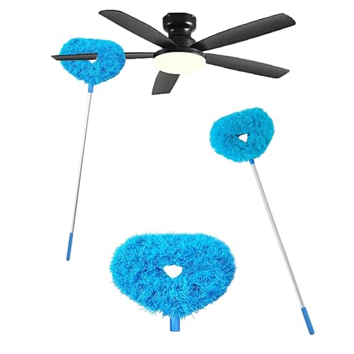 1PC Microfiber Ceiling Fan & Wall Cleaner Duster – Reusable Cleaning Tool for Blades, Windows, Glass & Furniture (Blue) - color: Blue