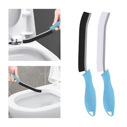 TQRR Toilet Brush, 2 Pcs Bathroom Cleaning Brush, Toilet Scrubber, Deep Toilet Bowl Brush with Hanging Hole, Multifunctional Gap Cleaning Brush, Bristles for Kitchen Sinks, Tub,Shower (2, Light Blue) - color: Light Blue