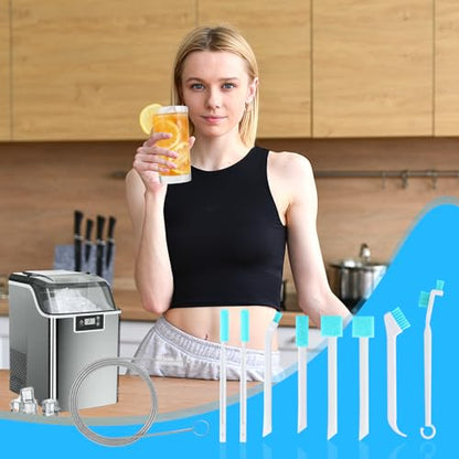 XANGNIER Ice Machine Cleaner Brush Kits,Countertop Ice Maker Cleaning Tools Accessories-2 Pcs Extra Long Pipe Drain Cleaners Brush and 8 Pcs Small Crevice Cleaning Brush for Tight Spaces - color: Multicolor