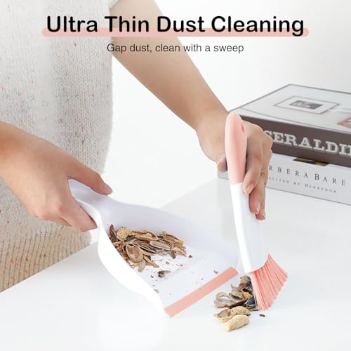 NACENA Mini Dustpan and Brush Set, Small Broom and Dustpan Set Dust Pan and Mini Hand Broom Dustpan and Broom Combo Compact for Home Table Keyboards Sofa Kitchen, Pink - color: Pink-1 Pack, size: 1 pack