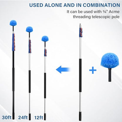 Cobweb Duster Head Brush, Spider Web Brush for Cleaning Spider Webs Outdoor & Indoor, Screw-on Corner Duster Fits Standard Acme Threaded Extension Poles, Webster Cobweb Duster Brush