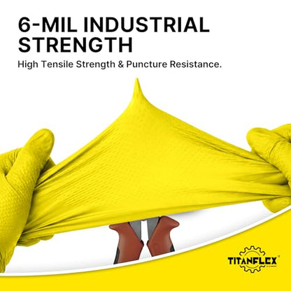 TitanFlex Heavy Duty Industrial Nitrile Gloves with Raised Diamond Texture, 6-mil, Latex Free (Dark Green/Yellow) - color: 05 Yellow (100ct), size: X-Large