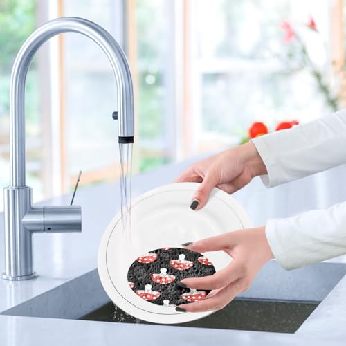 Red Mushrooms Dish Scrub Sponges Kitchen Non Scratch Reusable Compressed Cellulose Sponge Hanging for Household Cleaning Washing Dishes Pots and Pans 3 Pack - color: Pattern10