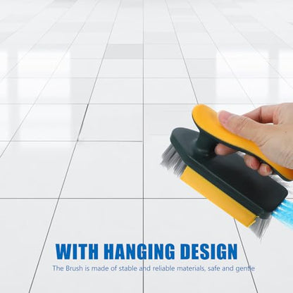 Gap and Corner Cleaning Brush for Bathroom and Floor, Yellow-Green Scrubbing Brush for Small Spaces, Stiff Bristle Groove and Track Cleaner for Home Use