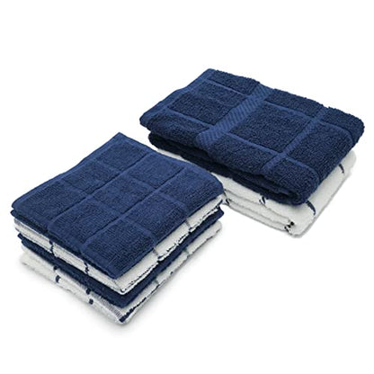 100% Cotton Terry Dish Cloth & Dish Towel, 6 Pack, Super Soft and Absorbent Kitchen Towels, Perfect for Kitchen Cleaning and Dish Washing (Navy Blue (DT and DC Combo)) - color: Navy Blue (Dt and DC Combo)