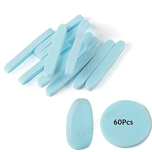 Facial Sponge Compressed,60 Pcs PVA Professional Makeup Removal Wash Round Face Sponges Spa Pads Exfoliating Cleansing for Women,Blue - color: Blue