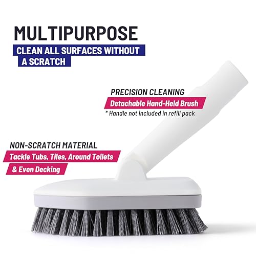 Moku Home Replacement Bristle Brush for Moku Home Extendable Tub Tile Shower Scrubber for Cleaning Non-Scratch (1x Bristle Brush (Gray)) - color: 1x Bristle Brush (Gray)