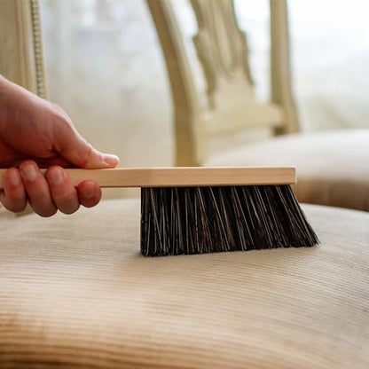 11.2" Hand Broom Soft Bristles Cleaning Brush, Dusting Brush with Wooden Handle, Handheld Car Broom, Small Counter Dust Brush, Bench Brush, Clothes Brush - size: 11.2"