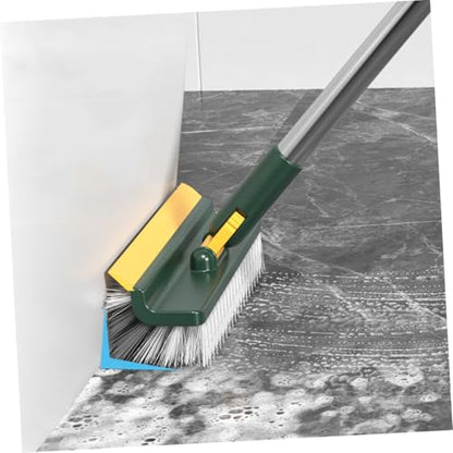 Ipetboom Multifunctional Long Handle Floor Scrub Brush Green Heavy Duty Cleaning Tool for Bathroom and Indoor Use Stiff Bristles for Effective Scrubbing and Squeegee Action