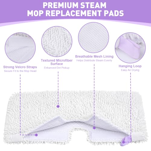 Tidy Monster 2 Pack Microfiber Steam Mop Replacement Pads for Steam Pocket Mops S3500 Series S3501 S3601 S3550 S3901 S3801 SE450 S3801CO S3601D, Machine Washable Easy Cleaning Pads - color: White Dirt Pickup 2 Pack