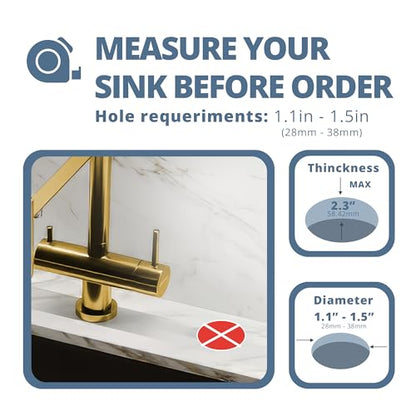 SBEN Built-in Kitchen Sink Soap Dispenser – Stainless Steel Pump, 17 oz Bottle and Extension Tube Kit 47", Upgraded Metal Check Valve, Countertop Hand Soap & Lotion Dispenser (Gold Brushed) - color: Gold Brushed