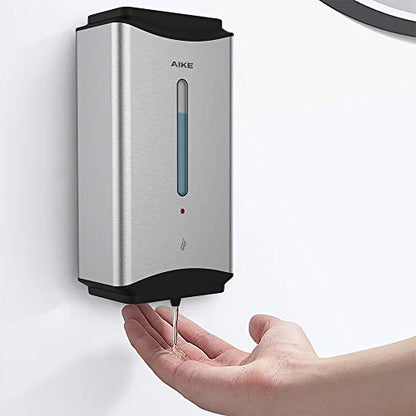 AIKE Automatic Soap Dispenser Commercial Wall Mounted Liquid Dispenser Brushed Stainless Steel Finish 1100ml Large Capacity - color: Brushed Stainless Steel