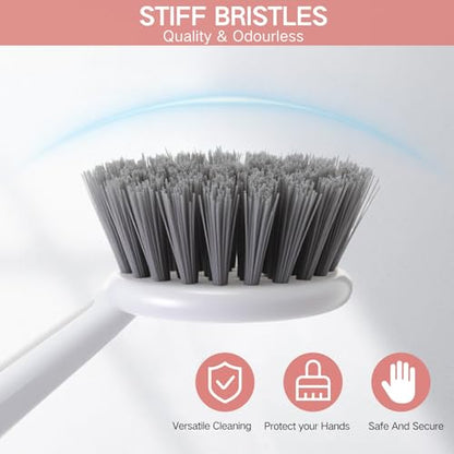 Patelai 12 Pack Kitchen Scrub Dish Brush with Long Handle Dish Scrubber with Stiff Bristles Scrub Brushes for Kitchen Dishes Washing Tools, Pots, Pans and Sink Cleaning (Orange) - color: Orange