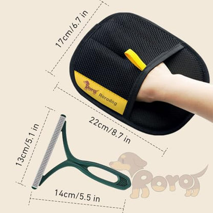 3-Pack Magic Brush Pet Hair Removal Gloves with A Hair/Lint Removal Tool – Remove Cat/Dog Fur from Clothing, Furniture, Car Seats, Bedding & Carpet