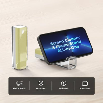 CLICK CLEAN Screen Cleaner, Fingerprint Proof Screen Cleaner Spray, All-in-One Cleaner with Microfiber and Shell for All Phones, Laptop and Tablet Screens (Beige) - color: Beige