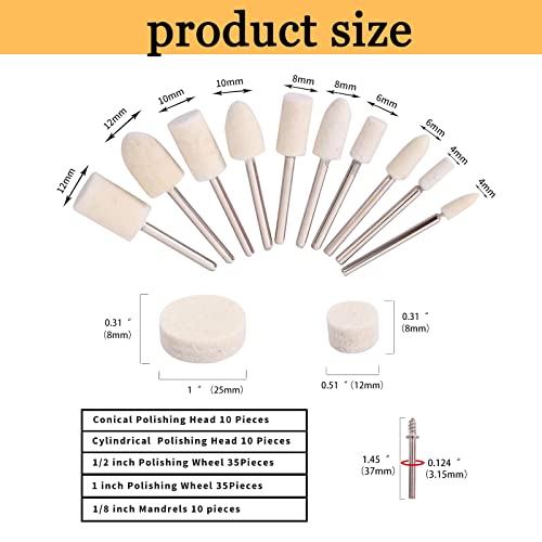 100PCS Polishing Buffing Wheel for Dremel Polishing Kit, Polishing Wheel for Dremel Tool Accessories, with 1/8" Shank for Buffing Wheels
