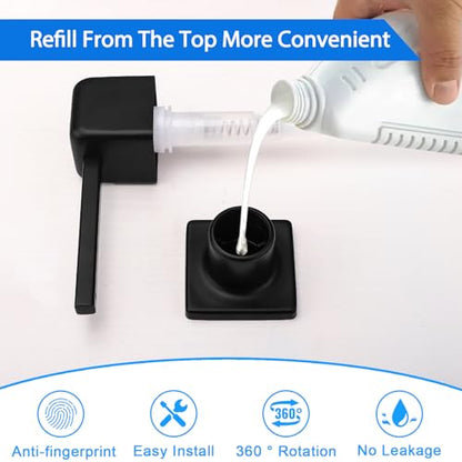 Bulit in Soap Dispenser Matte Black, Soap Dispenser for Kitchen Sink with 17 OZ Above The Sink Refillable Bottle Countertop Pump, Stainless Steel Pump Head Design - color: Matte Black-1