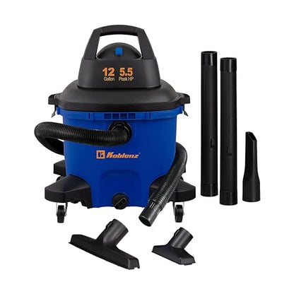 Koblenz WD-12 L4 Wet Dry Vacuum Cleaner, 12 Gallon 5.5 PHP, 3-in-1 Suction & Blower, 32 ft Reach, Drain Plug, Large Vacuum Cleaner for Car, Shop Vacuum Wet and Dry, Click-N-Lock Hose, Blue/Black - size: 12 Gallon 5.5 HP