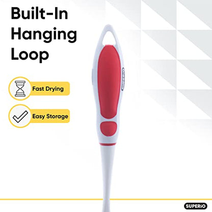 Superio Fruit and Vegetable Scrub Brush with Long Handle - Dish Cleaning Brush, Double Sided Scrubber, Non Scratch Kitchen Scrub Brush for Fruits/Potatoes/Veggies, Sinks, Bath (2, Red) - color: Red