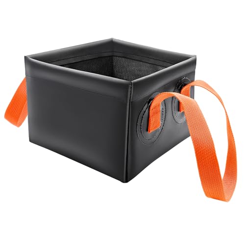 Grill Brush Water Bucket, Collapsible Dunk Tank Grill Brush Bristle Free for Barbecue Cleaner Tank for Steam Grill Brush Cleaning (Orange) - color: Orange+black