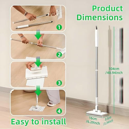 Clip and Grip Mop, No Wash Lazy Mop, Dispose Dust Mops with 4 Reusable Cloths, 39 Long Handle with Locking Head & Sweeping Cloths for Cleaning Floor Window Kitchen Home - color: 2pcs