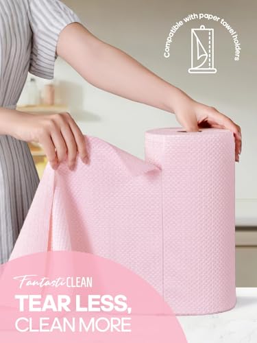 Fantasticlean Large Microfiber Cleaning Cloth Roll - 18'' by 12'', 36 Sheets, Thick, Super Absorbent and Reusable Rags, Daily Cleaning Supplies for Vehicle..(Pink) - size: 36 Pack-Pink