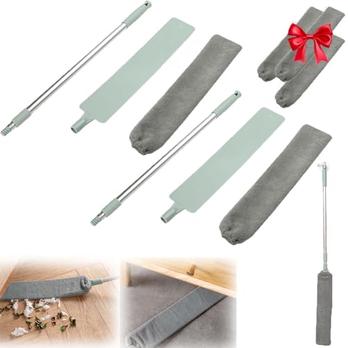 2026 New Retractable Gap Dust Cleaning Artifact with 3 Microfiber Dusting Cloths,Extendable Duster Cleaning Tool,Reusable Washable Dusting Wand for Home,Ceiling,Blinds,Furniture(2PCS) - color: 2pcs
