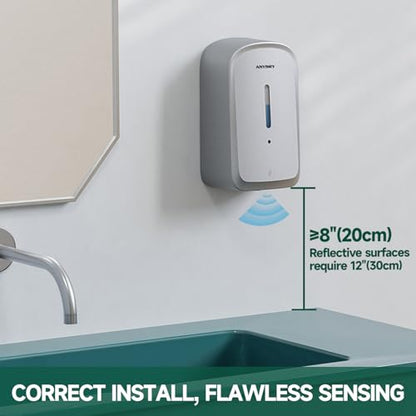 anydry Commercial Automatic Soap Dispenser Large 34oz/1000ml Capacity Wall-Mounted Touchless Liquid Dispenser for High-Traffic Restrooms, Offices, Hospitals Model AD1220S Silver - color: Silver