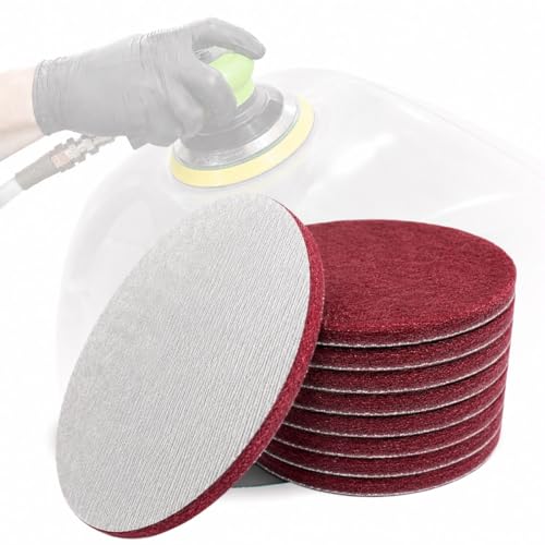 LiME LiNE 6" Scuffing Pads, Hook & Loop for Orbital Dual Action Sanders (Red 8 Pack) - style: Pack of 8