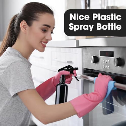 Eccliy 12 Pcs 16 Oz Plastic Spray Bottle, Adjustable Empty Reusable Sprayer for Cleaning, Planting, Water, Bathroom and Kitchen, BBQ, Commercial and Residential (Original,All Black)