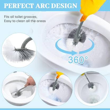 FoldTier 12 Pcs Curved Toilet Bowl Brush Bulk Bathroom Deep Cleaning Toilet Cleaner Scrubber Without Holder Handle Curved Brush Hanging Under Rim Household Cleaning for Bathroom(Gray) - color: Gray