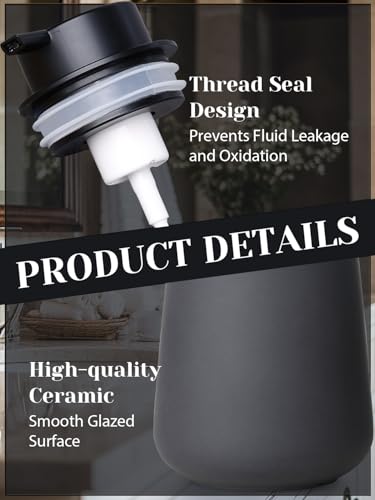 INGOFIN Ceramic Foaming Soap Dispenser - 12oz Foam Hand Soap Dispenser Bathroom, Ceramic Dish Soap Modern Dispenser with Pump for Kitchen, Matte Grey - color: Matte Grey-foam