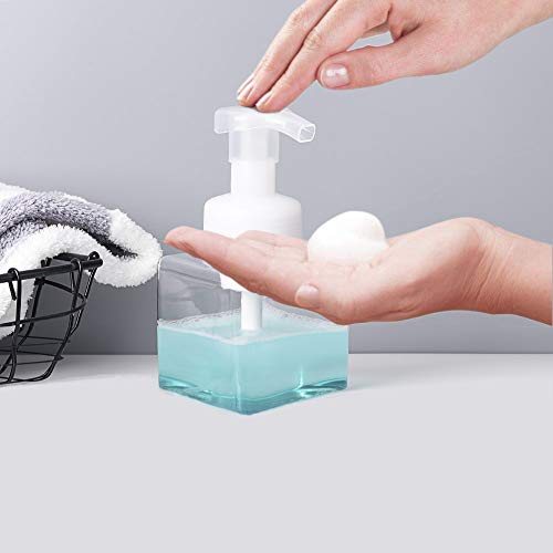 UUJOLY Foaming Soap Dispenser, 250ml (9oz) Refillable Pump Bottle for Liquid Soap, Shampoo, Body Wash (2 Pcs) (Small Clear) - color: Clear, size: 9 oz (2 Pack)