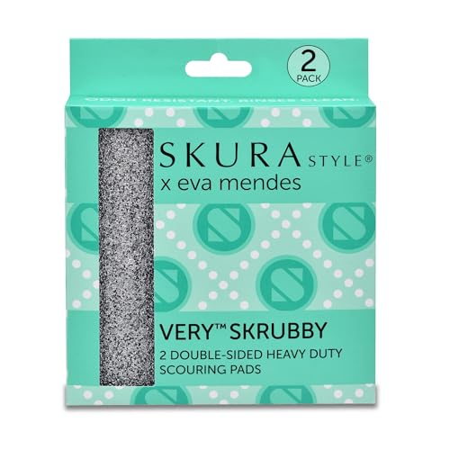Skura Style x Eva Mendes Very Skrubby Heavy Duty Scouring Pads (Bulk 4 Pack) | Abrasive Kitchen Cleaner for Caked-on, Baked-on Dirt | Durable, Odor-Free, Flexible, Dual Sided