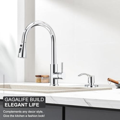 GAGALIFE Kitchen Sink Soap Dispenser - Sink Soap Dispenser Pump with 40" Silicone Soap Dispenser Extension Tube (Chrome), Say Goodbye to Frequent Refills G080-1C - color: Chrome, size: with Hose