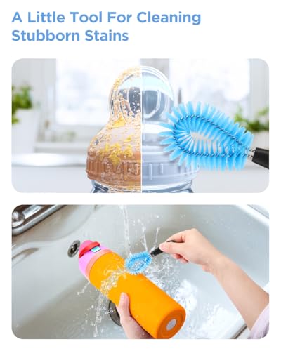 EasyAcc Water Bottle Cleaner Brush, 3 Pack 15 Inches Straw Brush Cleaner for Owala Stanley Hydroflask, Long Handle, with Straw Cleaner & Nipple Brush, for Coffee Mugs, Ice Tea Jars - color: Dark Blue