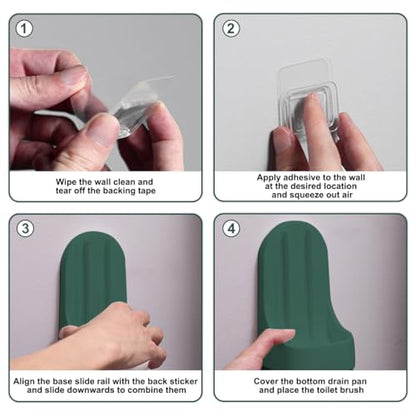Silicone Toilet Brush and Holder Set, Flexible Toilet Bowl Brush Head with Silicone, Long Handle, Wall Mounted with Removable Anti-Leakage Base, Soft Bristles for Bathroom Deep Cleaning (Green) - color: Green
