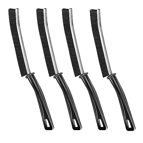 TODKISS Hard Bristle Crevice Cleaning Brush, Small Crevice Cleaning Brush for Household Use, Hand-held Groove Deep Cleaning Brush for Shutter Door Window Track Kitchen, Black