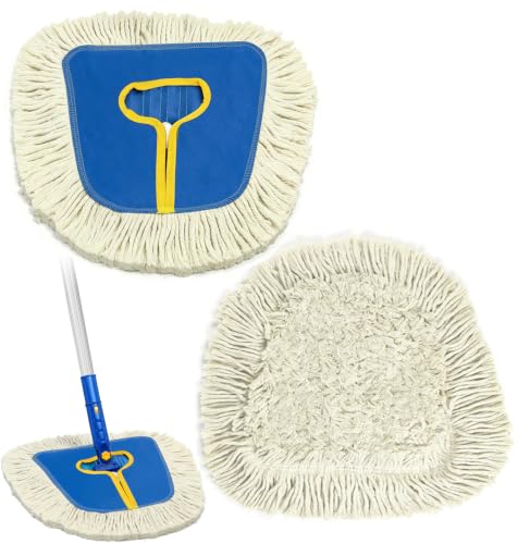 Commercial Dust Mop Replacement Head,Washable Wedge Cotton Dry Floor Duster Mop Pad Refills for Wall Hardwood,Laminate,Vinyl,Tile Floors,Home,Warehouse,2 Pack,Blue - color: Wedge Dust Mop Pad-blue2