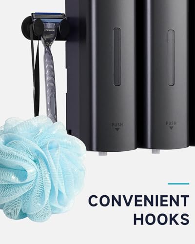 AIKE 3 Chambers Shower Shampoo and Conditioner Dispenser 3 x 11.8 fl.oz. for Bathroom(Dark Silver) - color: Dark Silver, size: Triple Chamber