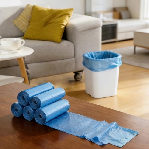 Drawstring Trash Bag 100PCS, Leakproof Small Trash Bags, Unscented Small Garbage Bags, 15 Liter Mini Wastebasket can Liners for Office Bedroom Bathroom, Blue - color: 100Blue