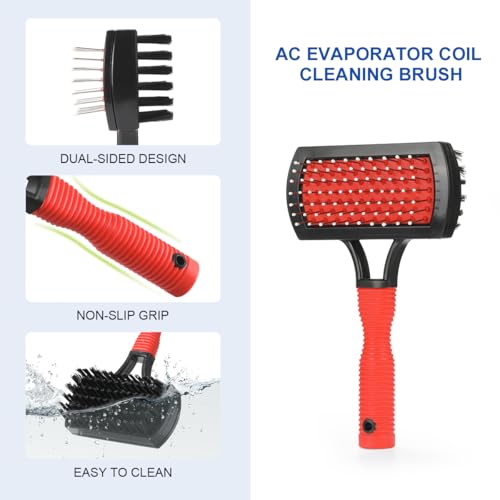 LANMU AC Coil Cleaner Brush Fin Comb, Air Conditioner Cleaning Brush Straightening Tool for HVAC/AC Evaporator, Condenser, Radiator