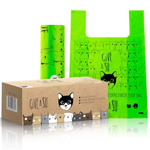 Certified Home Compostable Cat Litter Bags For Poop - 10% to Charity - Cornstarch-Based - For Cleaning Up Litter Trays - NF T51-800 Compliant - 30 Extra Large Disposable Bags - size: 1 Count (Pack of 30)